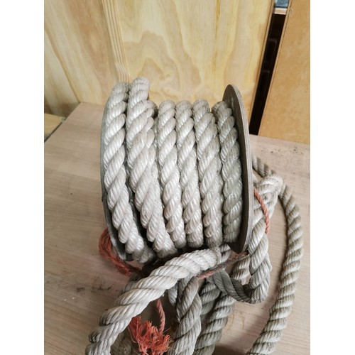 177 - Reel of heavy duty shipping rope along with an anchor in good order