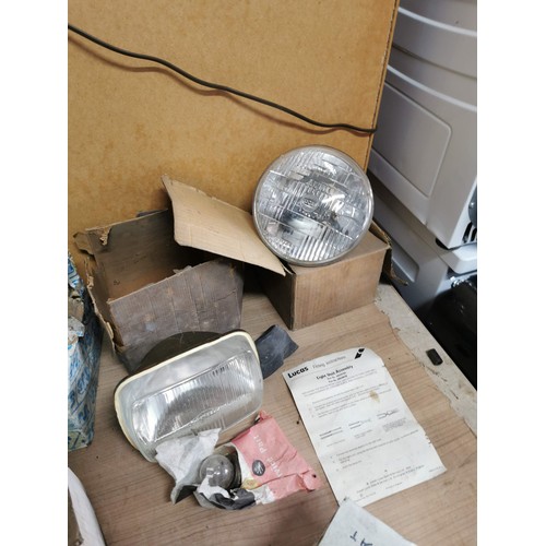 179 - Quantity of vintage car lights inc a Mazda 323 cluster light in box, Wagner sealed lights, Cortina h... 