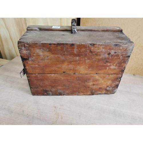 180 - Good quality vintage 2 division chest with wrought iron hinges and clasp, in good order height 20cm ... 