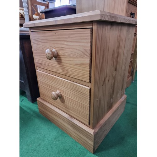 402 - Solid pine bedside table in excellent clean condition with clean top and bun handles height 57 width... 