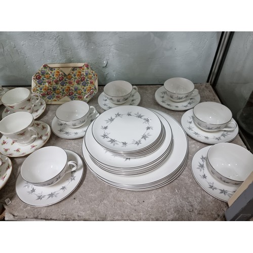 80A - A large comprehensive quantity of part/tea sets with various makers to include Crown Staffordshire, ... 