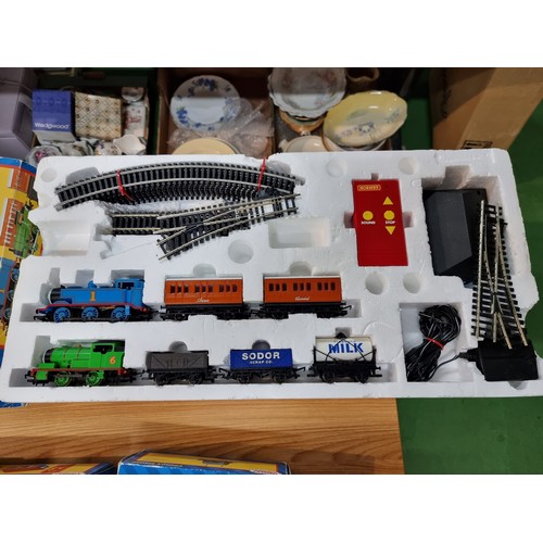 2 - A boxed Hornby R9054 Thomas and Percy train set along with 3 boxed Thomas the tank engine accessorie... 