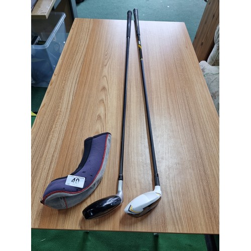 40 - 2x good quality left handed golf no4 woods, both by Taylormade one is RBZ stage 2, the other is a Re... 