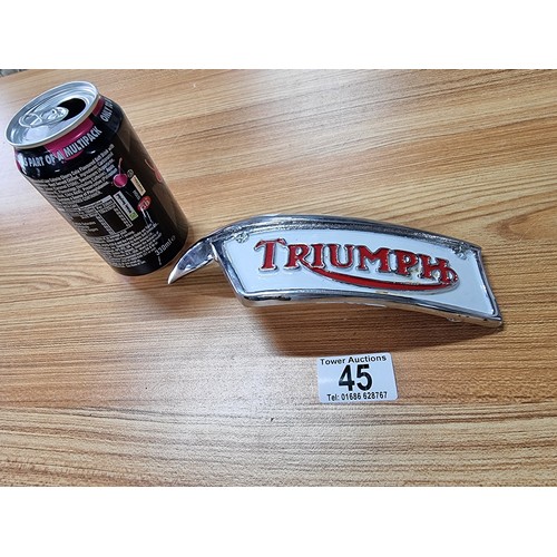 A rare large chrome and enamel belt buckle for Triumph Motorcycles