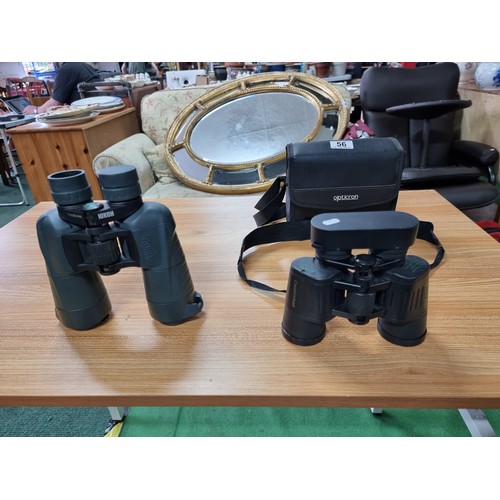 56 - 2 pairs of good quality binoculars including a cased set of Opticron 8x42 WA and a Iokoh Yukon 7x50 ... 