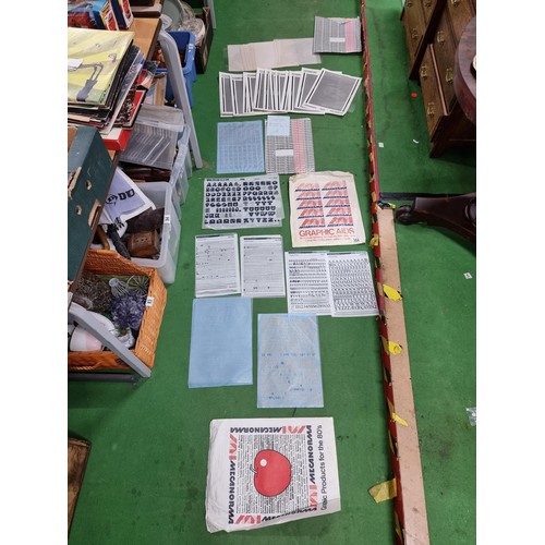 354 - A large quantity of various transferable graphic aids including  full sets of letter and numbers in ... 