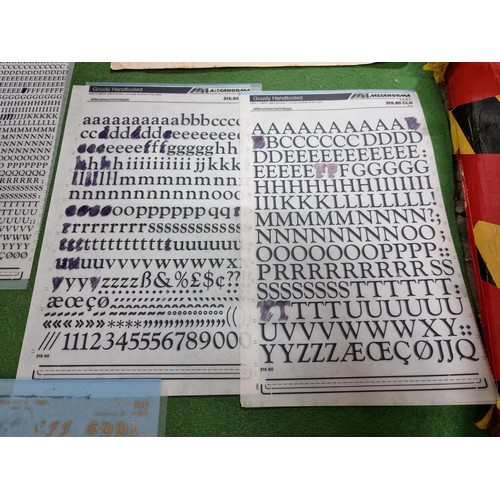 354 - A large quantity of various transferable graphic aids including  full sets of letter and numbers in ... 