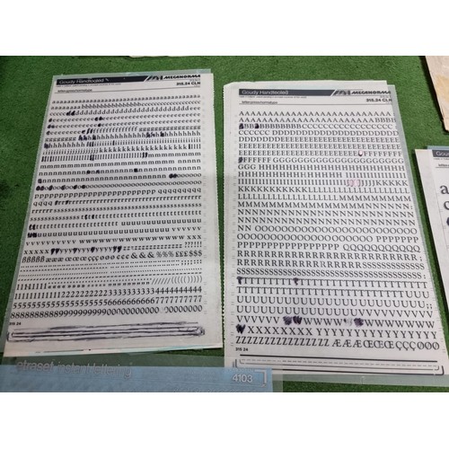 354 - A large quantity of various transferable graphic aids including  full sets of letter and numbers in ... 