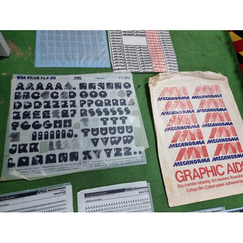 354 - A large quantity of various transferable graphic aids including  full sets of letter and numbers in ... 