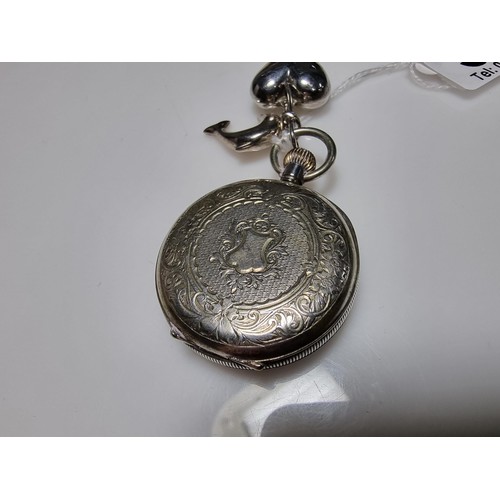 388 - A pretty 925 silver fob watch, winds from the crown, marked inside for Cuivre along with two 925 sil... 