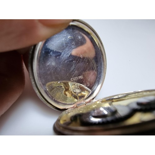388 - A pretty 925 silver fob watch, winds from the crown, marked inside for Cuivre along with two 925 sil... 