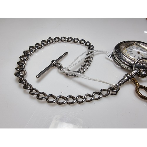 393 - A fine quality genuine Swiss, pretty 935 silver pocket watch with a heart shaped frame around the di... 