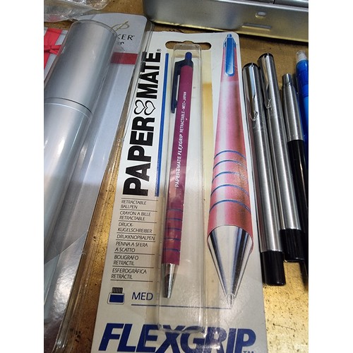 398 - A large collection of various collectable pens including a new and sealed Parker double pen set, a n... 