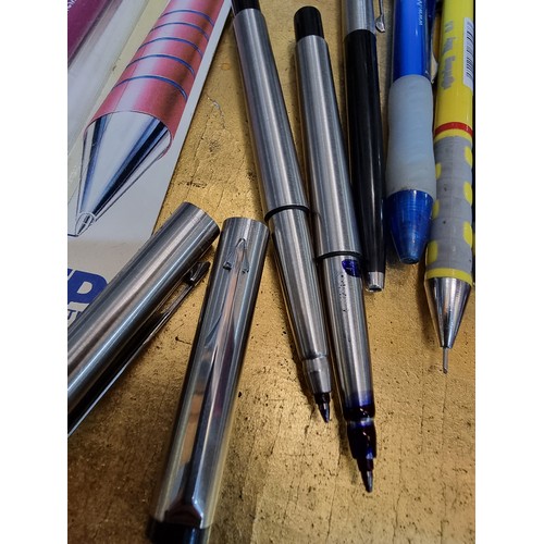398 - A large collection of various collectable pens including a new and sealed Parker double pen set, a n... 