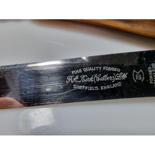 399 - A collection of 6 good quality stag antler handled steak knives marked for FA Kirk Cutlers Sheffield... 