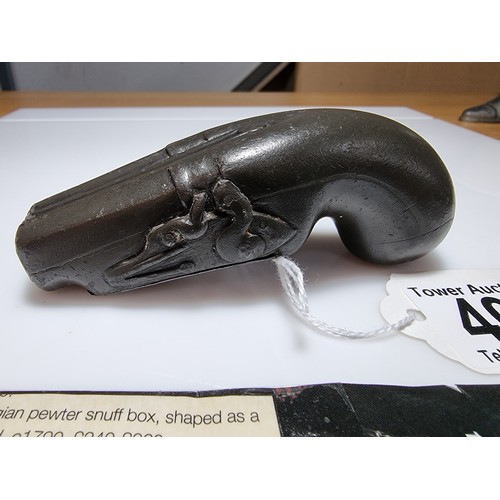 403 - A very rare antique Georgian pewter snuff box shaped as a flint lock pistol circa 1790, in good look... 