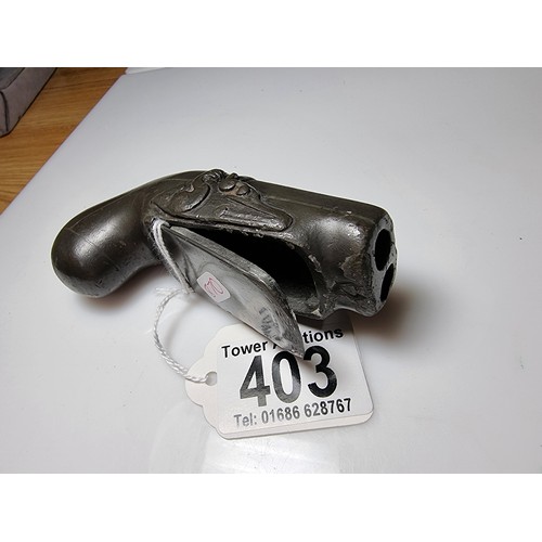 403 - A very rare antique Georgian pewter snuff box shaped as a flint lock pistol circa 1790, in good look... 