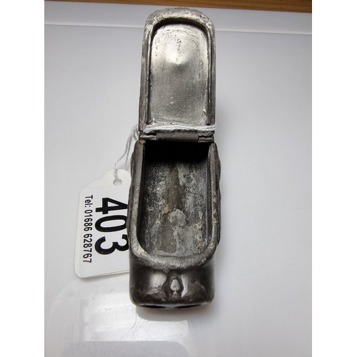 403 - A very rare antique Georgian pewter snuff box shaped as a flint lock pistol circa 1790, in good look... 