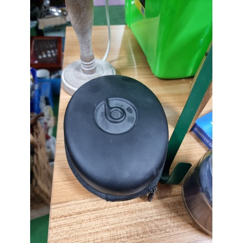 465 - A box full of various collectables including a set of cased beats by dr.dre headphones, a box full o... 