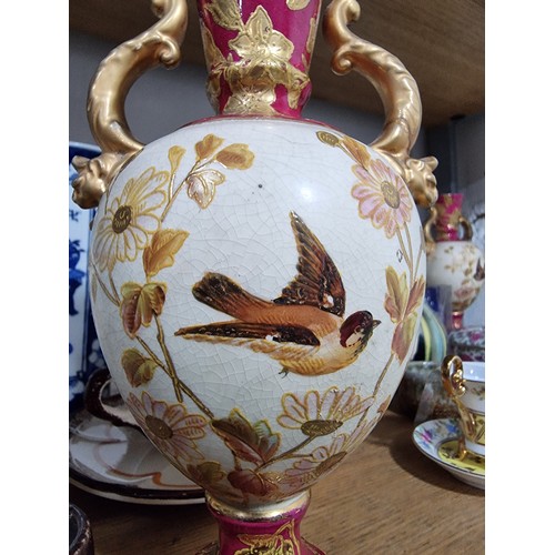 340 - A shelf full of good quality collectables including an interesting antique blue and white Chinese va... 