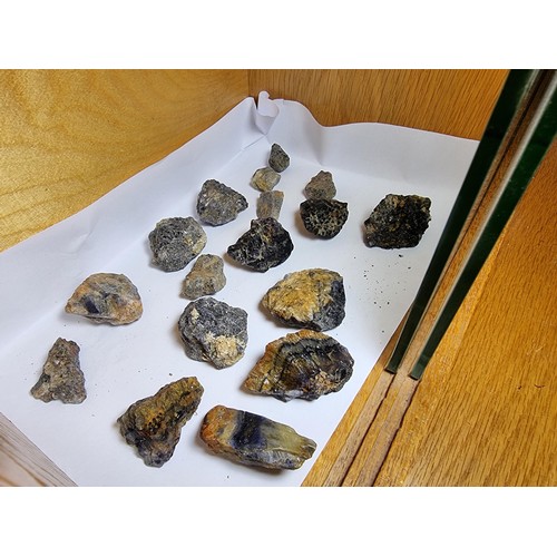 20J - A large collection of rare specimens of Blue John fluorite, Blue John is only found in 1 place in th... 
