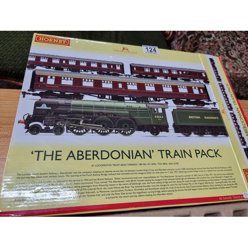 124 - A Honby R3828 Aberdonian train pack class A1 Tornado  locomotive plus 3 coaches, only been used for ... 