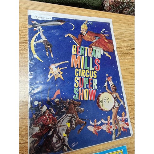 135 - A quantity of 5 interesting  vintage circus related programmes to include Bertram Mills Circus show ... 