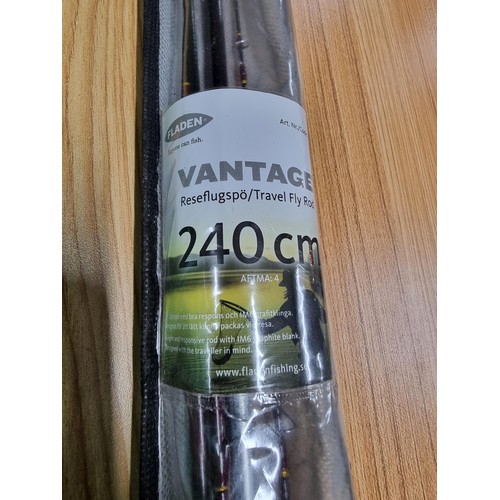 153 - A Fladen vantage travel fly rod in tube. 240cm length.