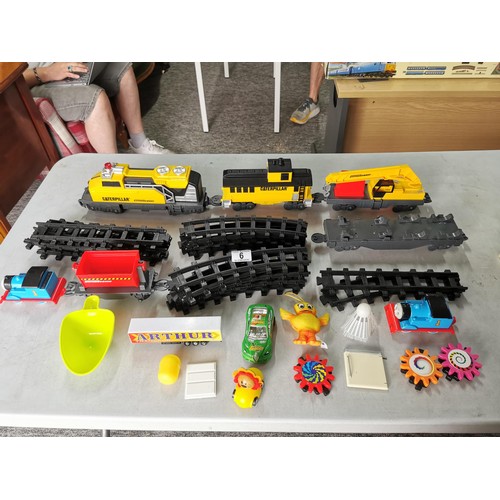 6 - Quantity of children's toys inc Caterpillar maintenance train with track along with 2x Thomas The Ta... 