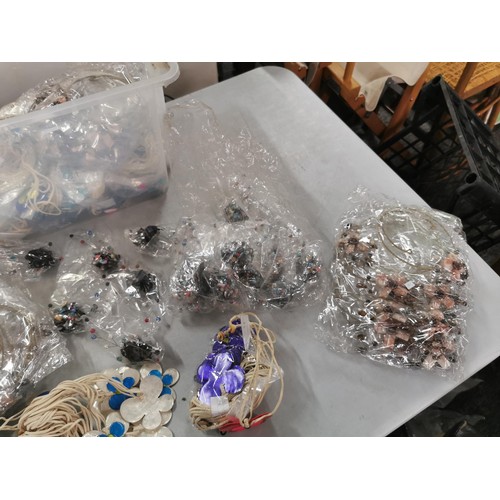 41 - 2x crates containing a large quantity of costume jewellery inc beaded necklaces, floral necklaces et... 