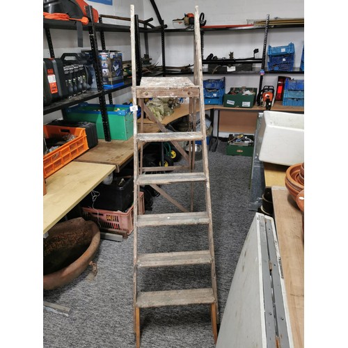 43 - Large wooden 5 step ladder showing signs of use