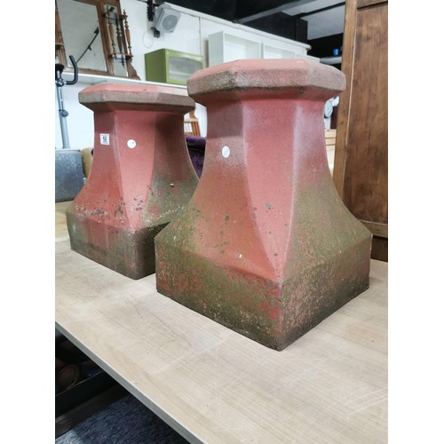 56 - 2x terracotta chimney pots / planters in good order height 44cm