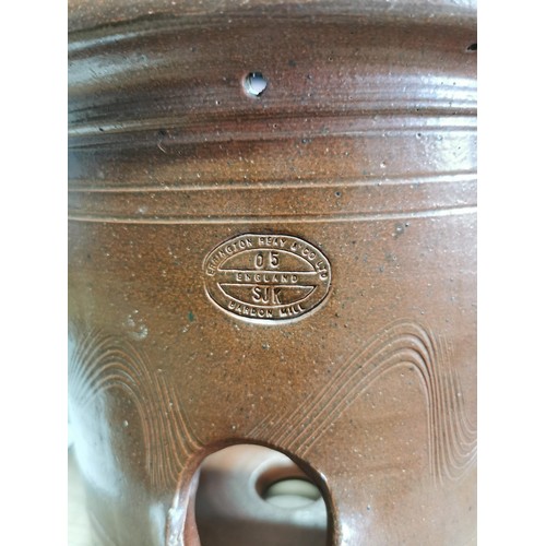 60 - Errington Reay & Co strawberry terracotta planter along with a wooden curtain pole with 30 rings 1x ... 