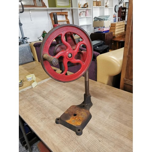 63 - Vintage pillar drill with cast iron wheel, stamped British made 99, in good order