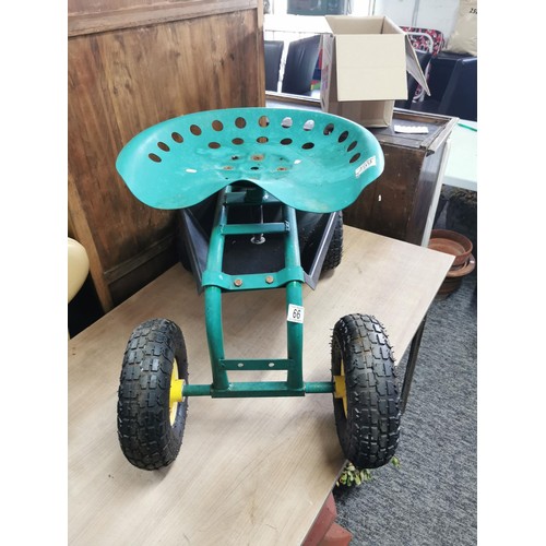 66 - 4x wheel mobile gardening seat with metal frame ideal for weeding