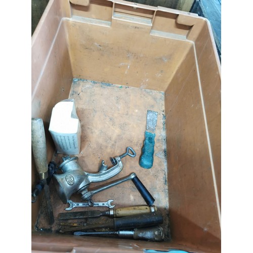 72 - Large collection of various tools inc BMW wiring for fog lights, saw blades, hammers, hand vice alon... 