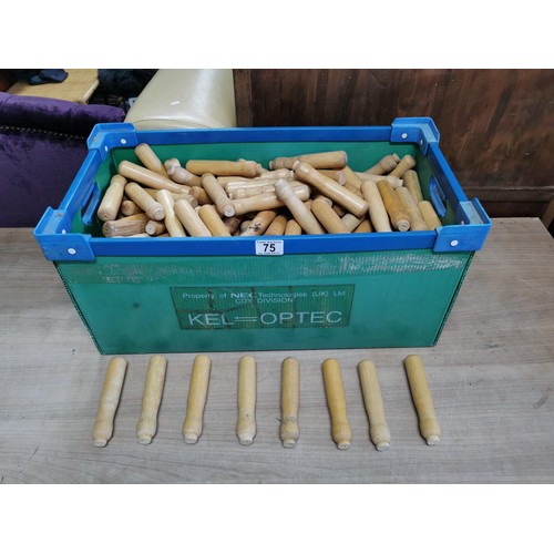 75 - Box containing a large quantity of wooden chisel handles