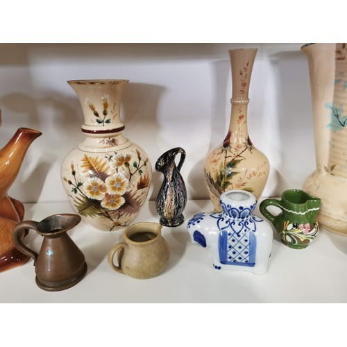 115 - Collection of collectable china, ceramics and glassware, inc hand painted vases,  Tony Wood rabbit f... 