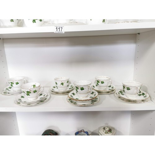 117 - Good quality china 42 piece part tea and coffee set by Colclough ivy leaf , inc tea and coffee cups,... 