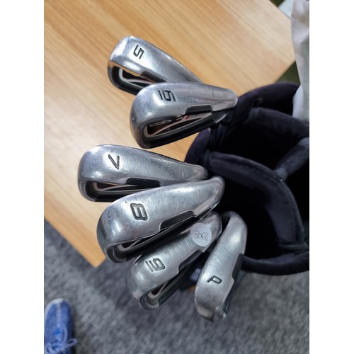 158 - A good quality set of golf irons by King Cobra, S9 model along with a taylor made R9 driving wood co... 