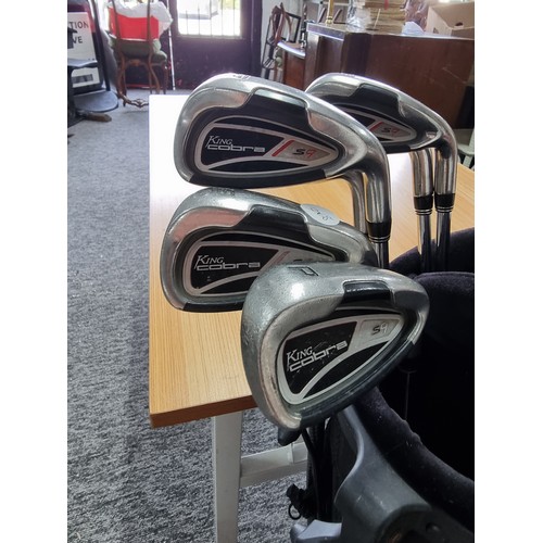 158 - A good quality set of golf irons by King Cobra, S9 model along with a taylor made R9 driving wood co... 