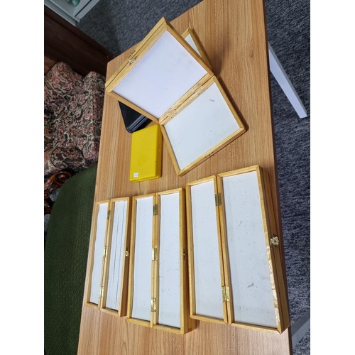 160 - A quantity of 6x good quality fly boxes to include 4 good double sided wooden fly boxes and 2 plasti... 