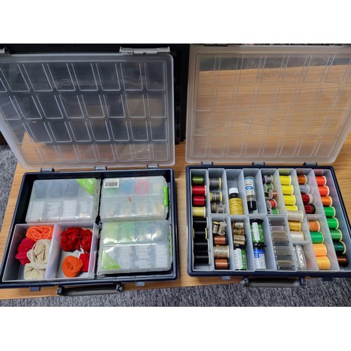 161 - 2x comprehensive fly fishing tackle box with every drawer containing a very large quantity of fly ma... 