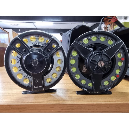 164 - 2x good quality Greys fly fishing reels, both reels come with extra spools and both original Greys s... 