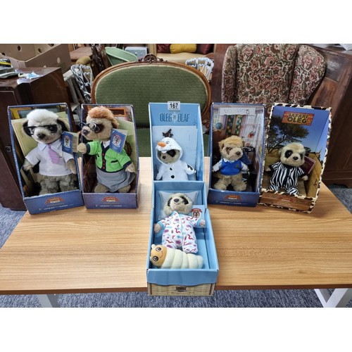 167 - A collection of 6x Yakovs toy shop compare the meerkat plush toys, all in excellent condition, each ... 