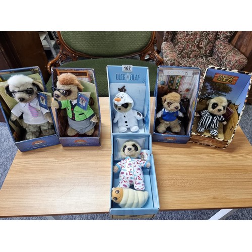 167 - A collection of 6x Yakovs toy shop compare the meerkat plush toys, all in excellent condition, each ... 