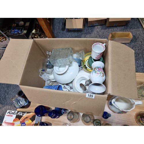 189 - A large job lot of collectables and odds in 3 boxes to include collectable glass bottles, scent bott... 