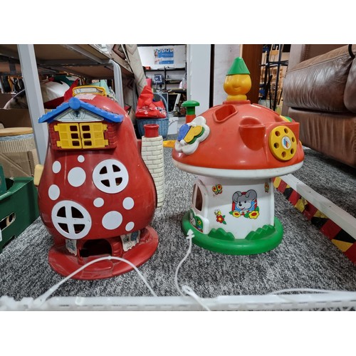 197 - A large quantity of vintage wooden dolls house furniture along with a vintage 1980's giant toadstool... 