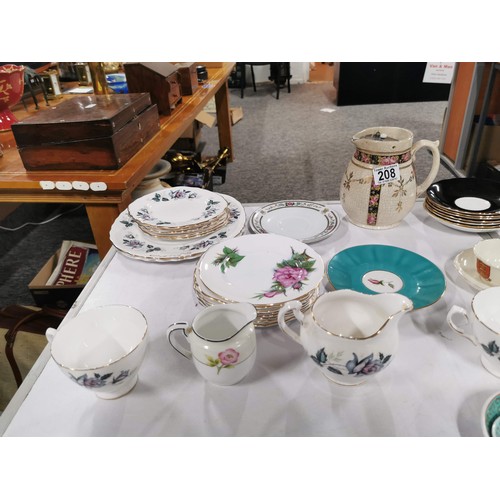 208 - Collection of china inc 3x part teasets by colclough of various patterns along with jugs teapots W.H... 