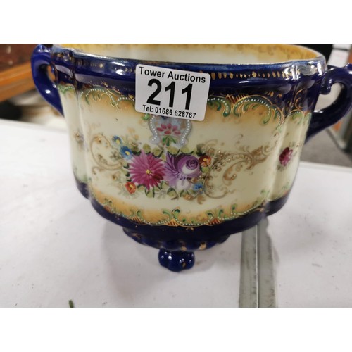 211 - Quantity of collectable ceramics inc Milford ware rose decorated planter, blue floral planter standi... 